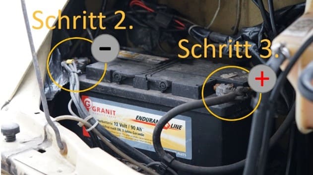 Hauptbatterie wird abgeklemmt
